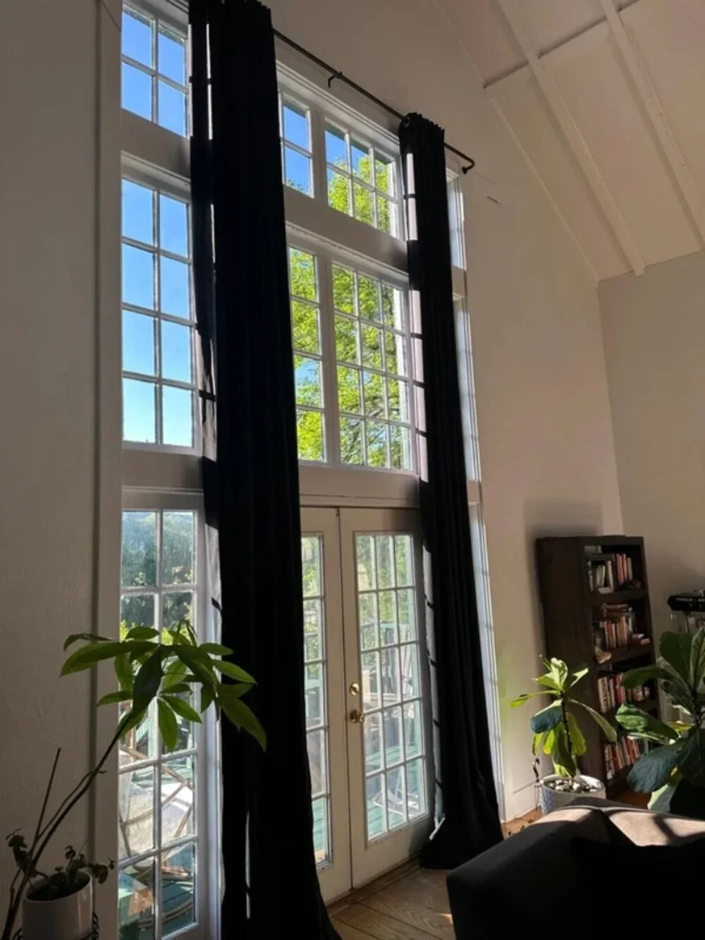 (15) Fifteen foot Black blackout curtain panels